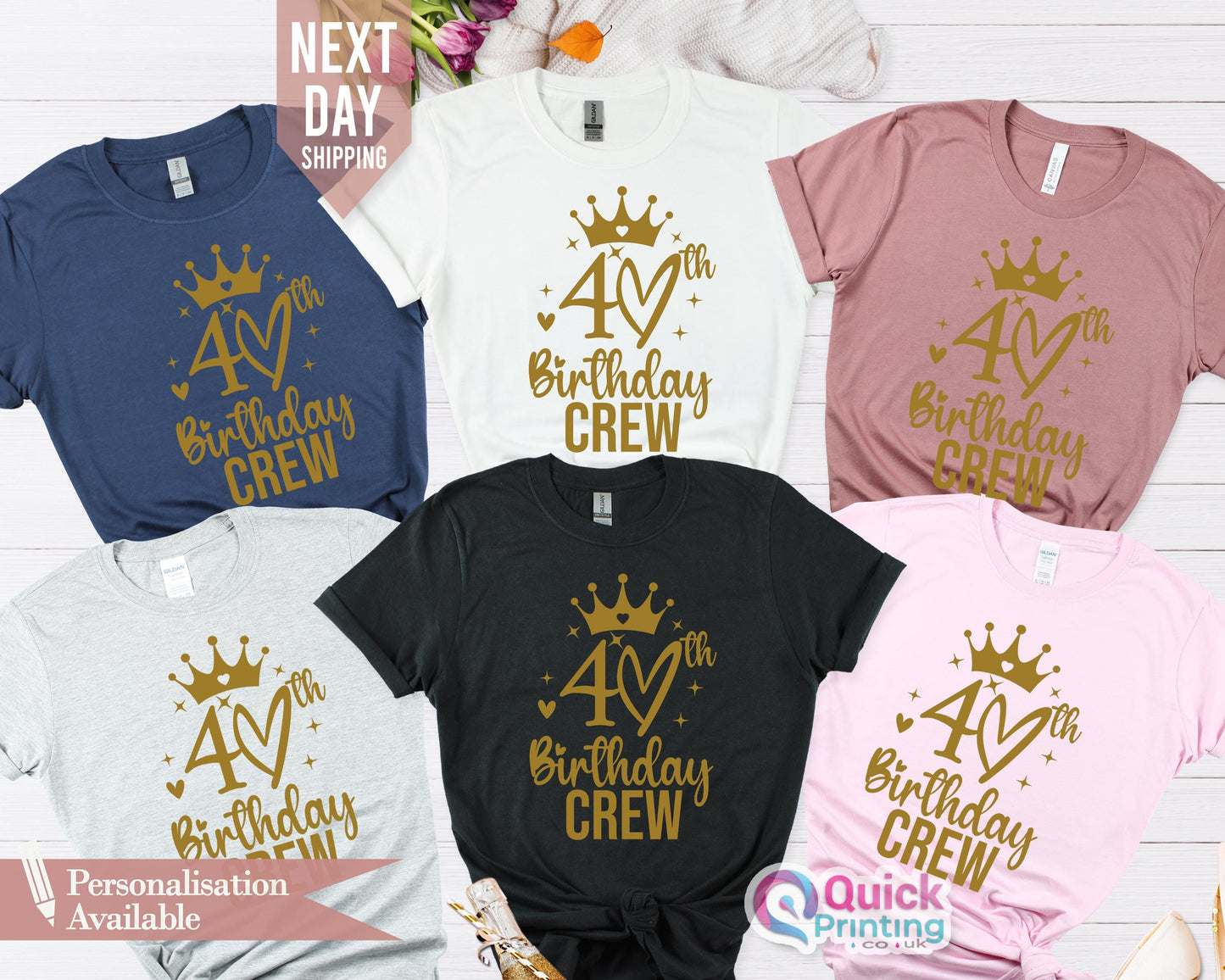 Custom 40th Birthday Queen T-Shirt: Birthday Squad Shirt