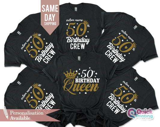 50th Birthday Crew Shirt: Personalized Party T-Shirt