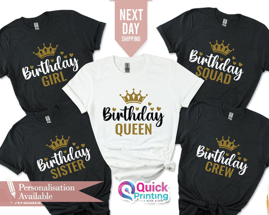 Birthday Queen T-Shirt: Gildan Cotton Birthday Squad Shirt