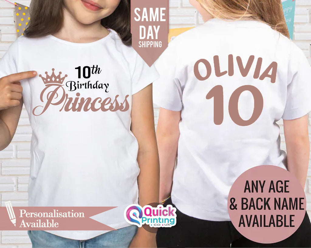 10th Birthday Girl T-shirt: Custom Name, Double Digits Party