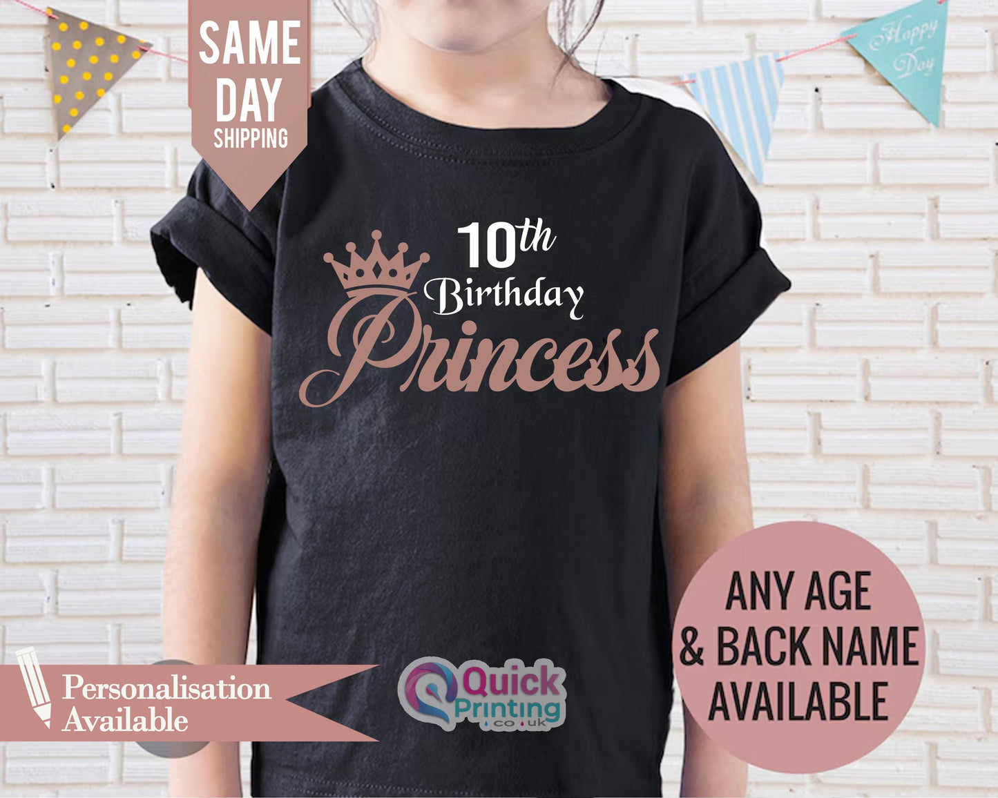10th Birthday Girl T-shirt: Custom Name, Double Digits Party