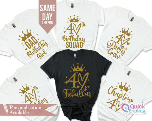 Custom 40th Birthday Queen T-Shirt: Vintage Birthday Squad Shirt
