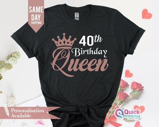 40th Birthday Queen T-Shirt: Ladies Vintage Birthday Gift