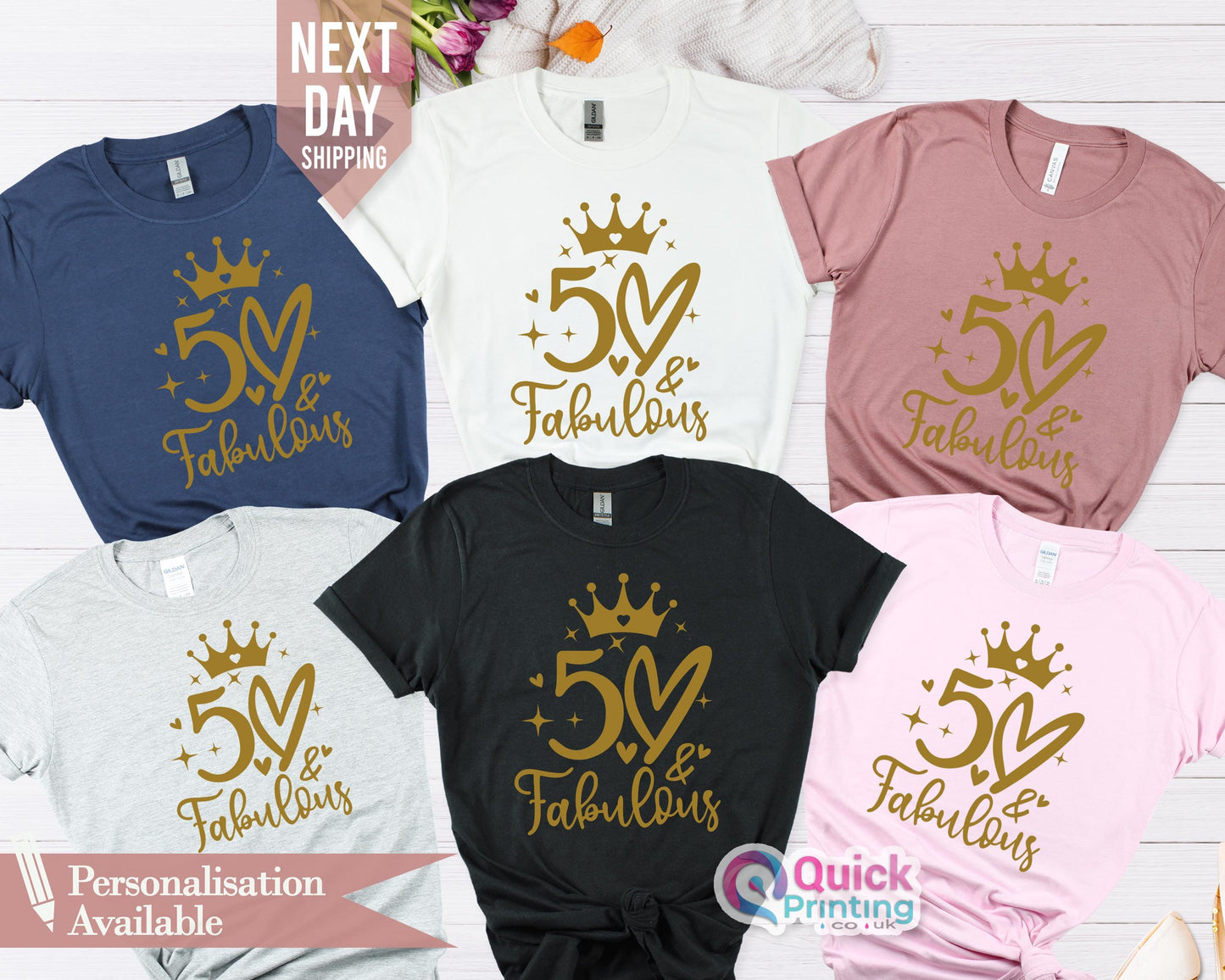 Custom 50th Birthday Queen T-Shirt: Birthday Squad Crew Shirt