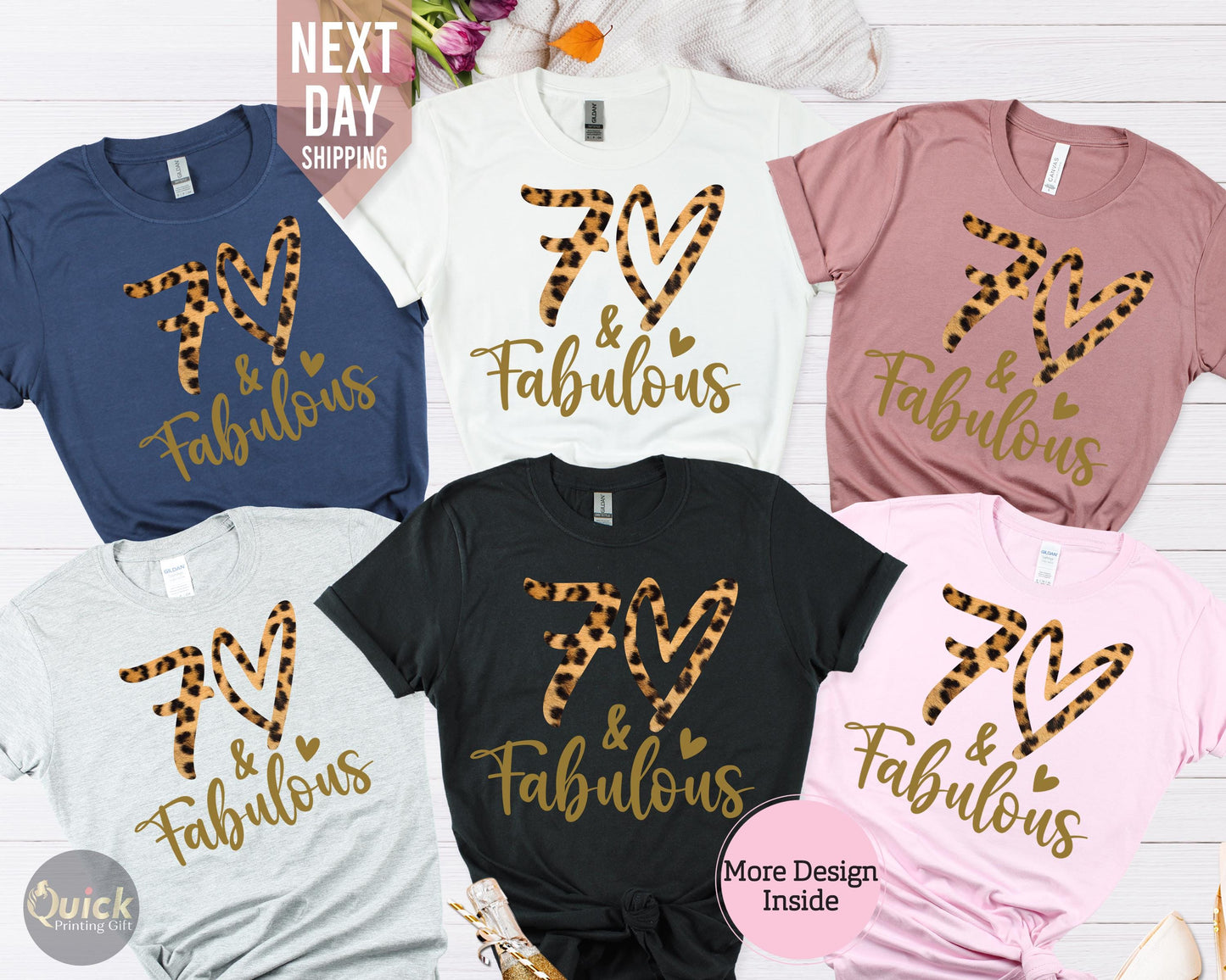 70th Birthday Leopard Print Shirt: Custom Crew T-Shirt