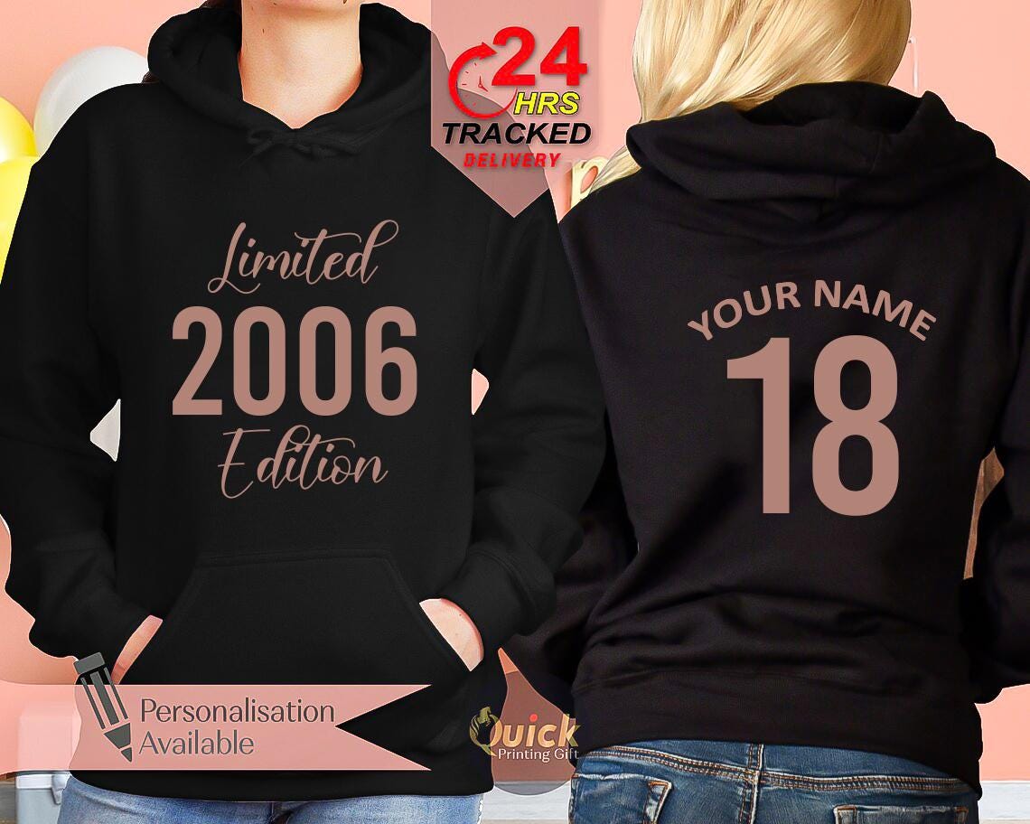 Personalized Birthday Hoodie: Custom Name & Age, Rose Gold Print