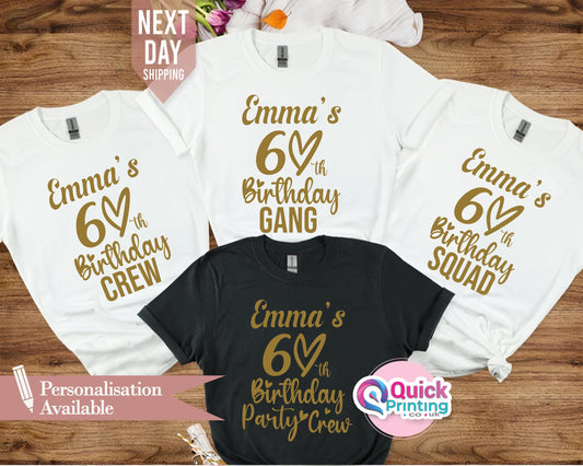 60th Birthday Squad T-Shirt: Custom Name & Age, Milestone Tee