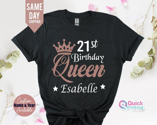 Personalised 21st Birthday Gift for her, Birthday Party TShirts for Ladies Girls, Custom Birthday Gift for Friends, Womens Birthday shirt