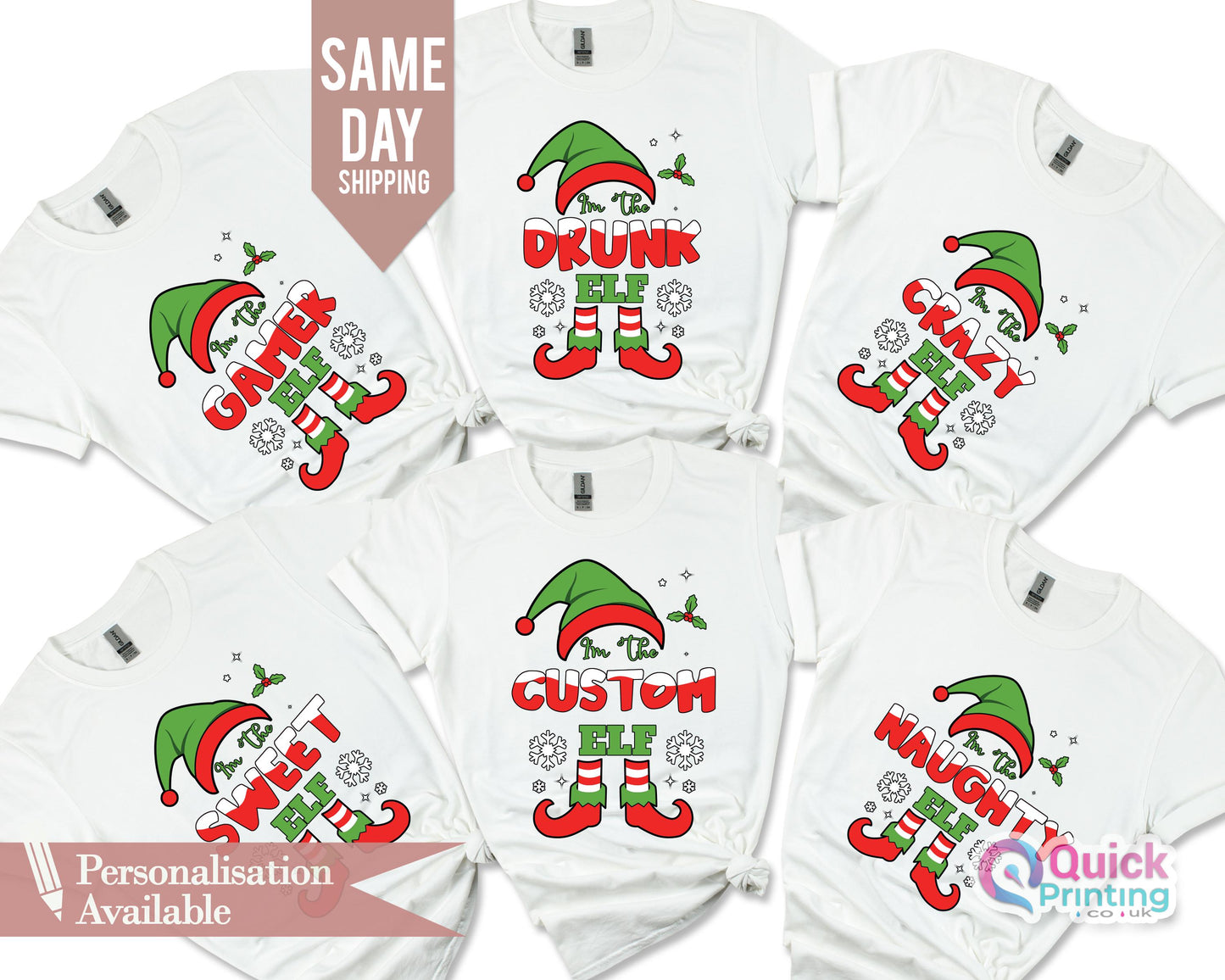 Personalized Christmas Elf Shirt: Matching Family Cotton Tee