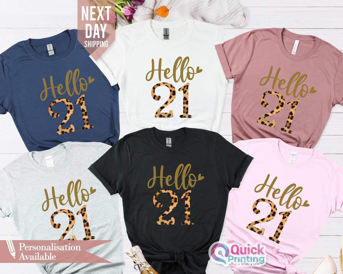 21st Birthday Squad Shirt: Leopard Print, Group T-Shirts