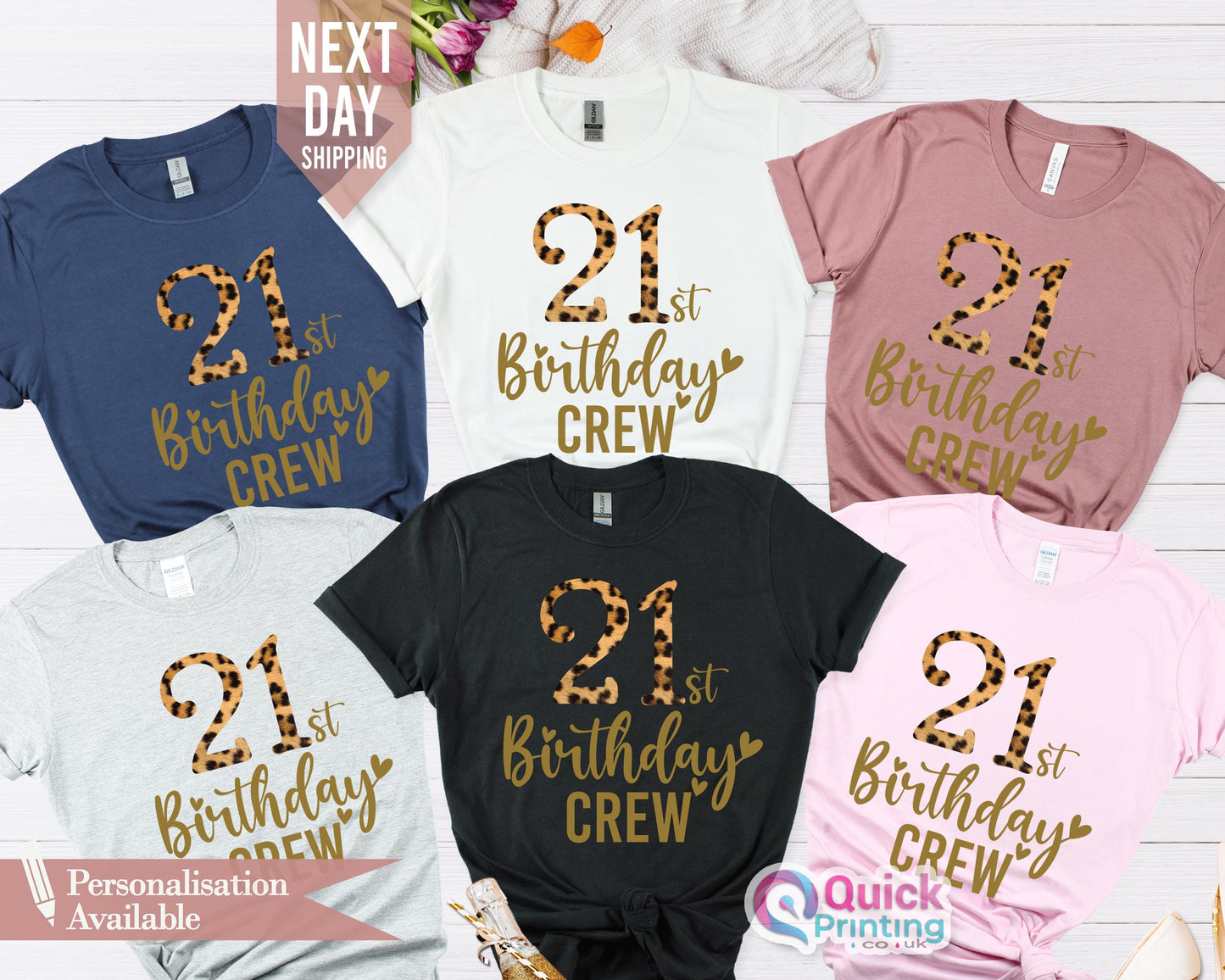 21st Birthday Squad Shirt: Leopard Print, Group T-Shirts