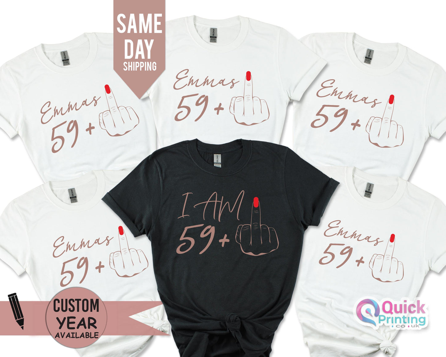 Funny 60th Birthday T-Shirt: I Am 59+ Middle Finger Tee