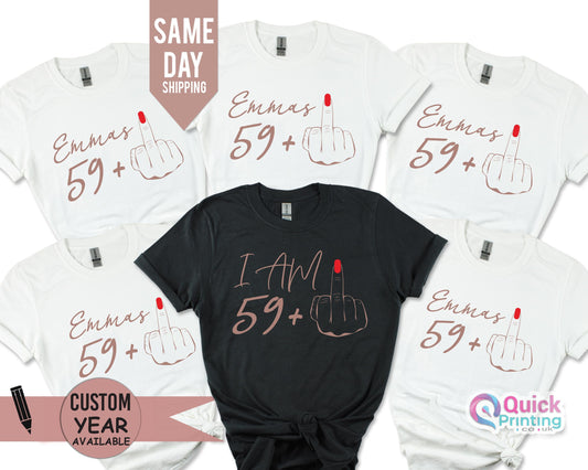 Funny 60th Birthday T-Shirt: I Am 59+ Middle Finger Tee