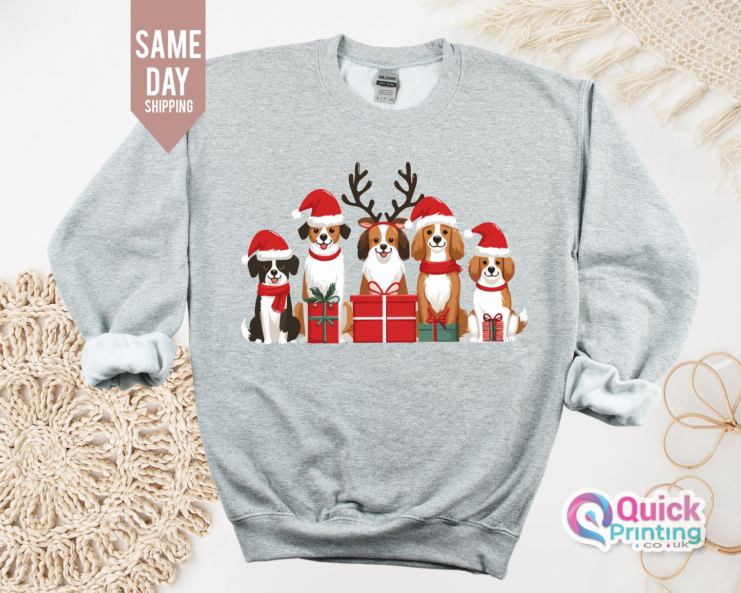Christmas Dog Sweatshirt, Happy New Year Dog Sweater,  Christmas Sweatshirt For Women, Christmas Lights Tee, Gift for Dog Lover, Holiday Top