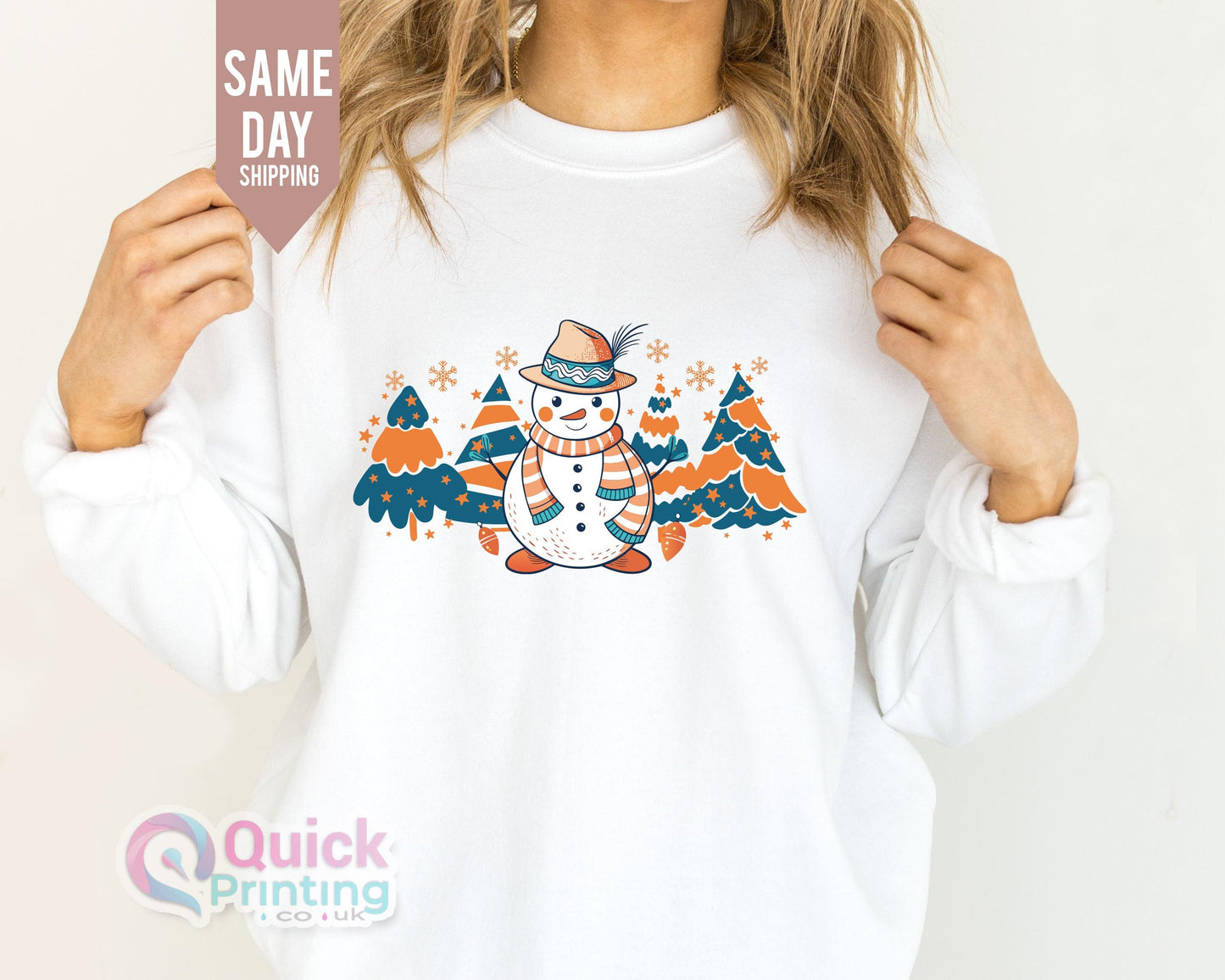 Christmas Sweatshirt, Christmas Snowman Sweater, Christmas Tree Sweatshirt, Holiday Sweaters for Women, Winter Sweatshirt, Snowman Shirt