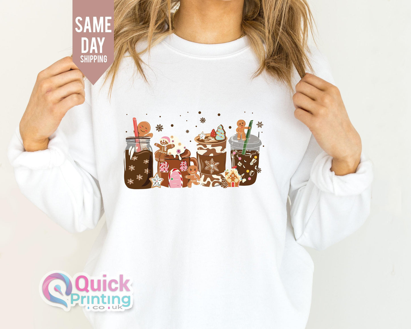 Gingerbread Christmas Coffee Sweatshirt, Christmas coffee Sweatshirt, Holiday Sweaters for Women, Xmas Tee 2024, Coffee Lover gift, Xmas Top
