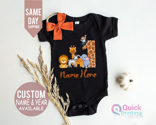 Personalised Animal Birthday T-shirt, Personalized Birthday Gift, Customisable Jungle Birthday Shirt, Bday T, Jungle Safari Birthday T-Shirt