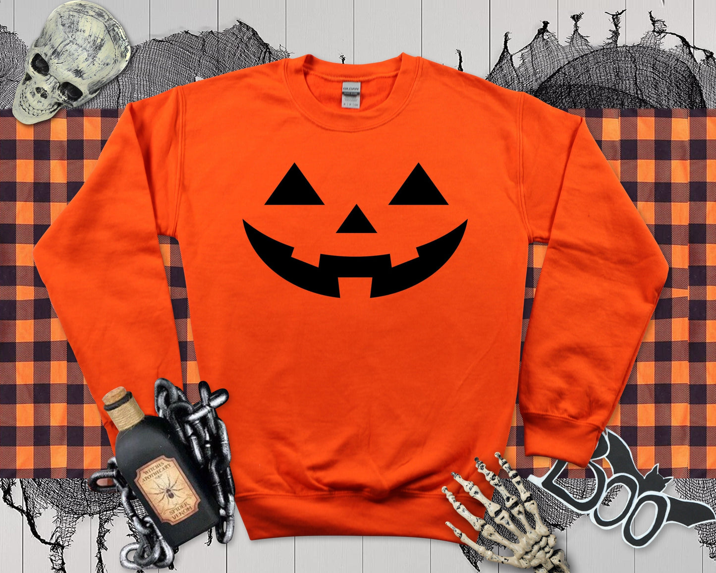 Pumpkin Face Halloween Sweatshirt: Unisex Costume Jumper