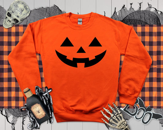 Pumpkin Face Halloween Sweatshirt: Unisex Costume Jumper
