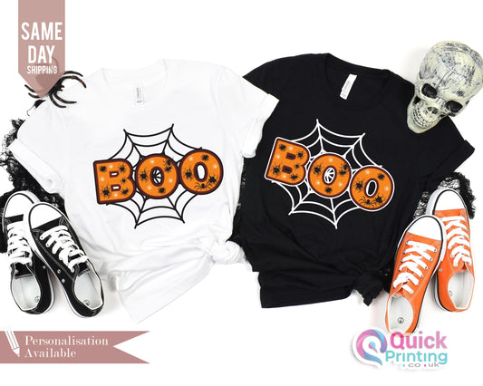 Boo Spider Web Halloween Shirt: Soft Cotton Unisex Tee