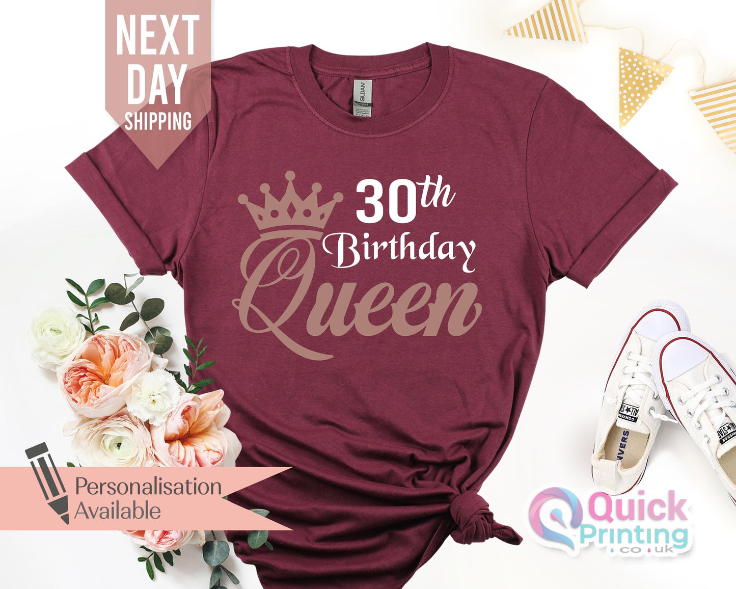 1995 Birthday Queen Tshirt UK, Ladies 30th Birthday Shirt, 30th Birthday Gifts for Women, Custom Birthday Gifts for her, Happy birthday top