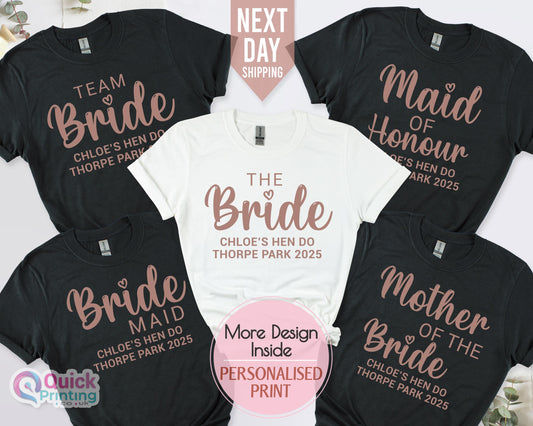 Personalized Hen Party T-Shirts: Bride & Bridal Party Shirts