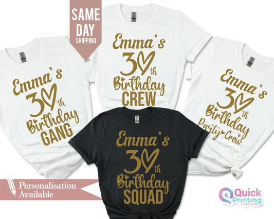 30th Birthday Squad Shirt: Personalized Birthday Crew Tee