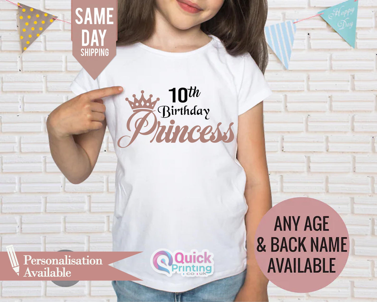 10th Birthday Girl T-shirt: Custom Name, Double Digits Party