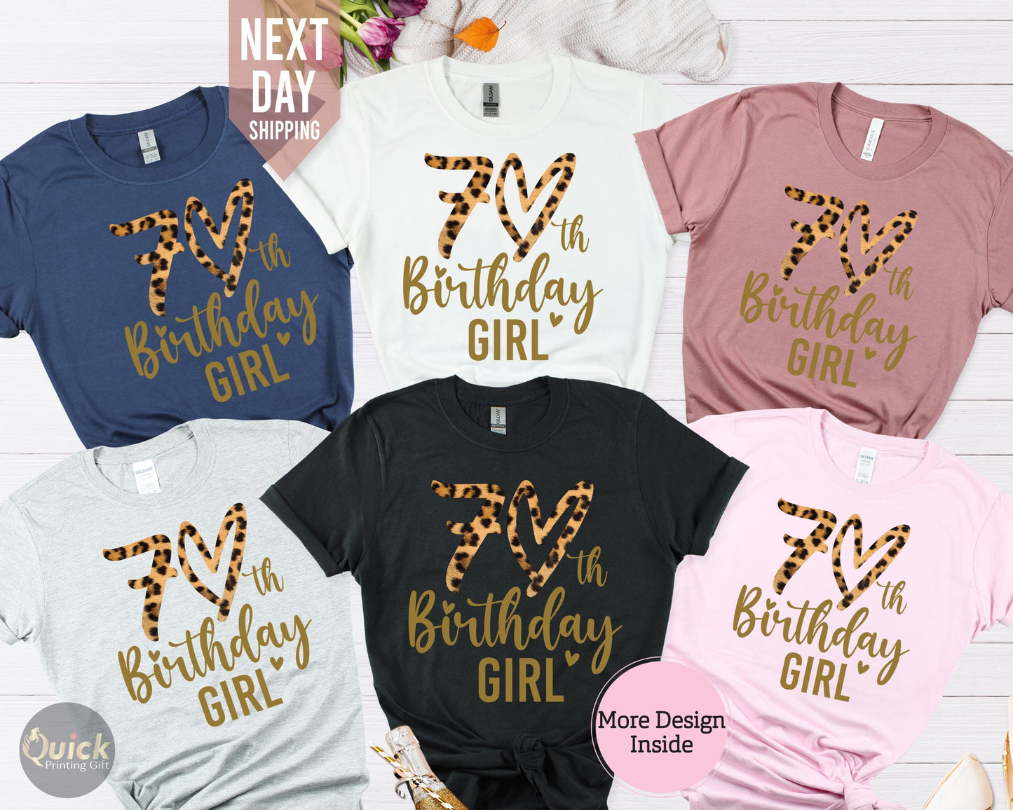 70th Birthday Leopard Print Shirt: Custom Crew T-Shirt