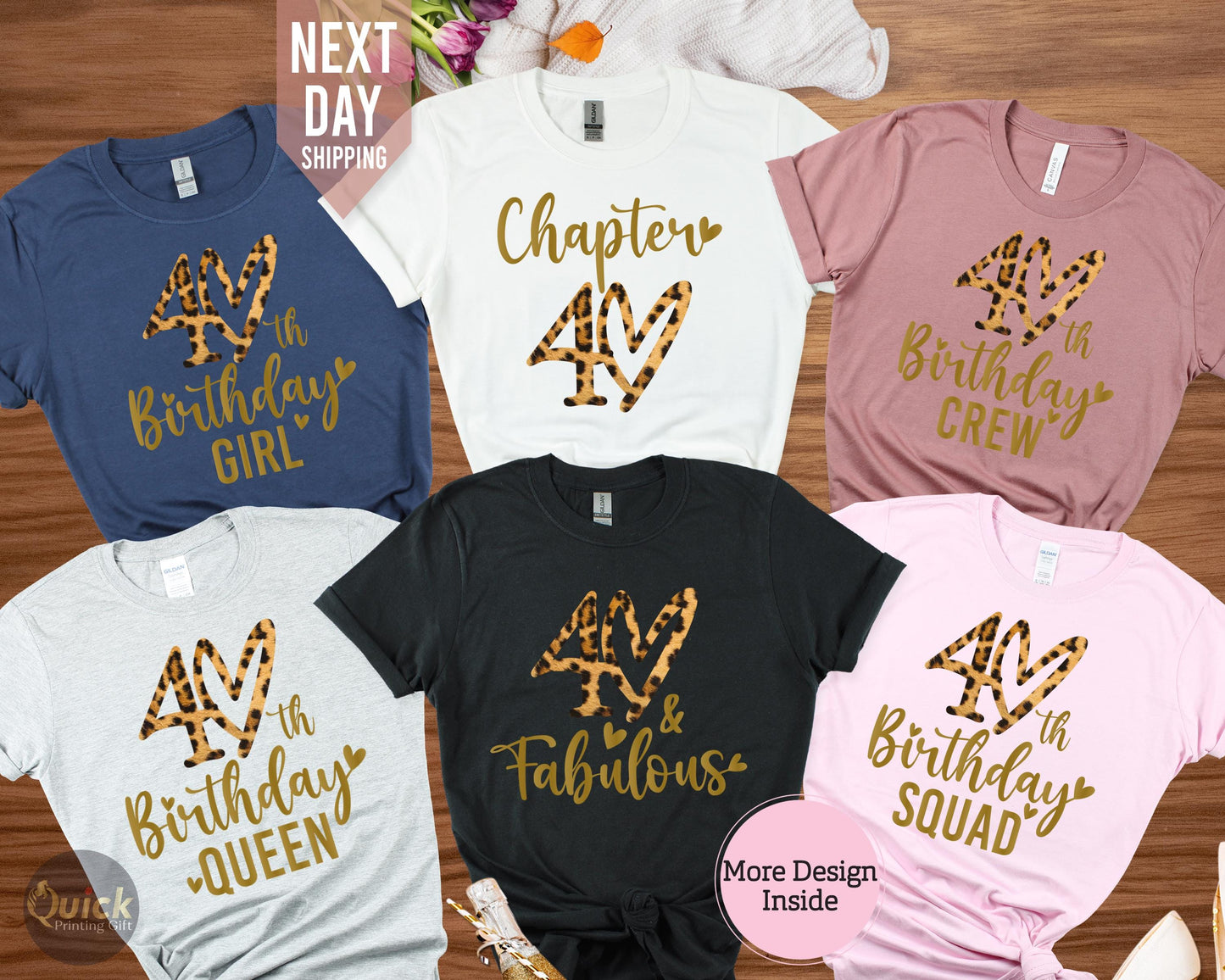 40th Birthday Shirt: Leopard Print, Birthday Crew T-Shirt