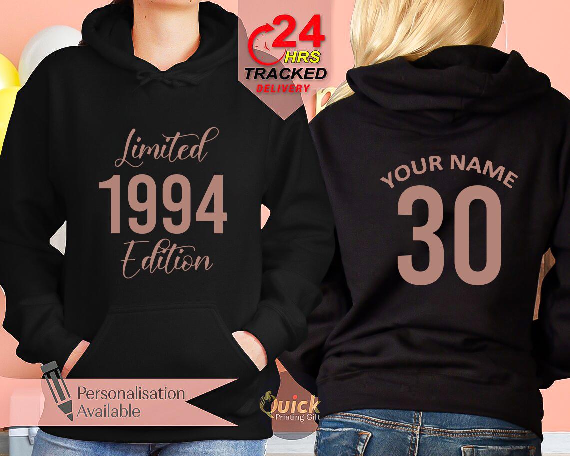Personalized Birthday Hoodie: Custom Name & Age, Rose Gold Print