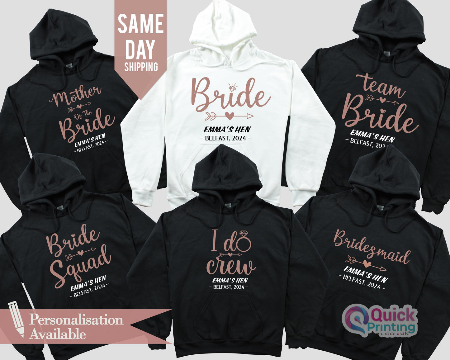 Personalized Bachelorette Party Hoodie: Bride & Team Bride Gift