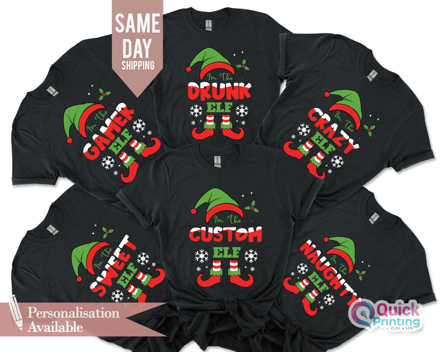 Personalized Christmas Elf Shirt: Matching Family Cotton Tee