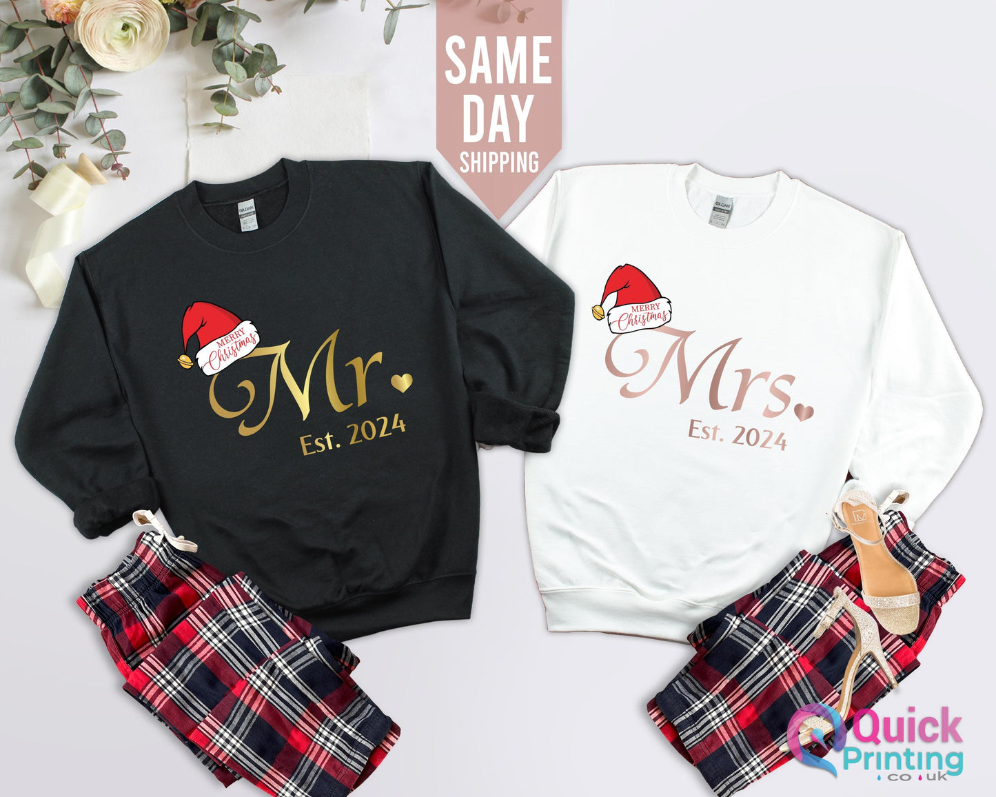 Matching Mr & Mrs Christmas Sweatshirts: Couple's Holiday Jumpers