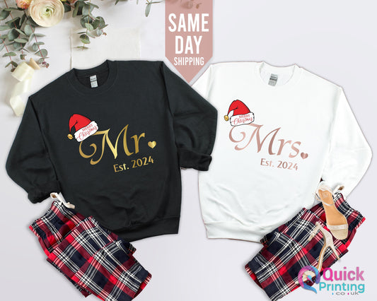 Matching Mr & Mrs Christmas Sweatshirts: Couple's Holiday Jumpers
