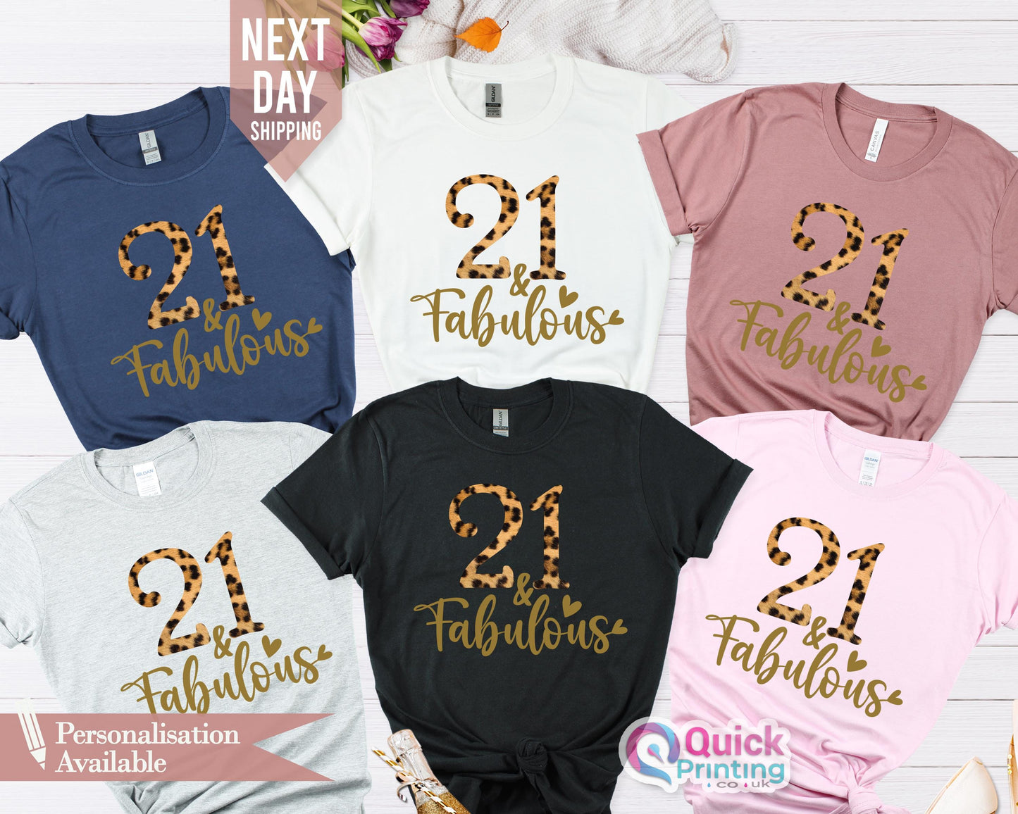 21st Birthday Squad Shirt: Leopard Print, Group T-Shirts