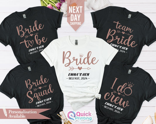 Personalized Bridal Party Shirts: Hen Party Custom Name Tops