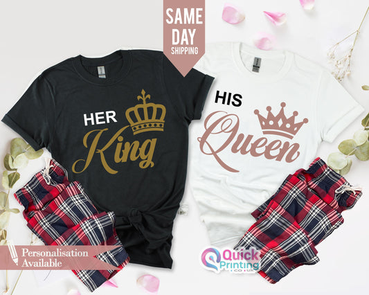 King Queen Matching Couple Shirts: Honeymoon Gift