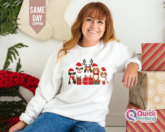 Christmas Dog Sweatshirt, Happy New Year Dog Sweater,  Christmas Sweatshirt For Women, Christmas Lights Tee, Gift for Dog Lover, Holiday Top
