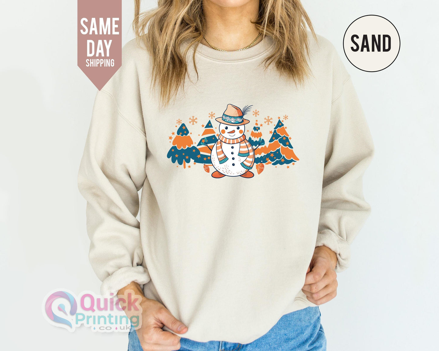 Christmas Sweatshirt, Christmas Snowman Sweater, Christmas Tree Sweatshirt, Holiday Sweaters for Women, Winter Sweatshirt, Snowman Shirt