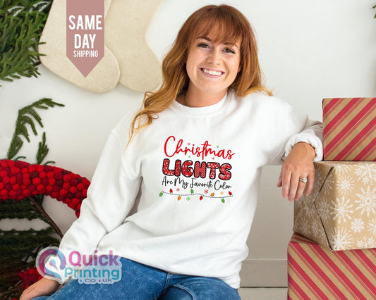 Christmas Lights Are My Favourite Colour Sweatshirt, Xmas Family Sweatshirt, Family Matching Sweatshirt, Christmas Sweatshirts for Women