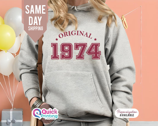 50th Birthday Hoodie: 1974 Vintage Gift