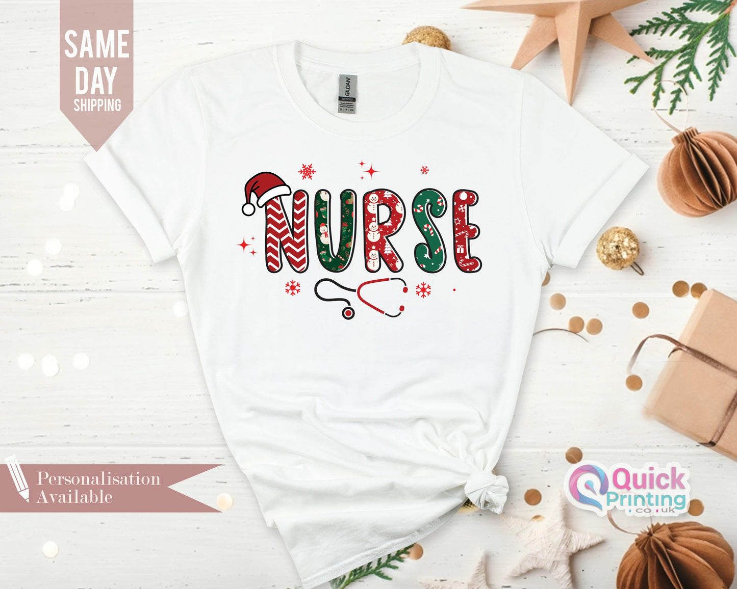 Christmas Nurse T-Shirt: Stethoscope Holiday Tee