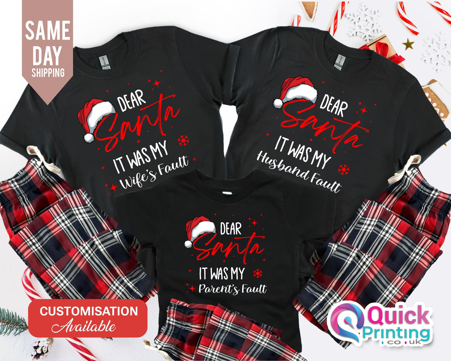 Dear Santa Family Christmas Shirts: "It Was My Fault" Matching Tees