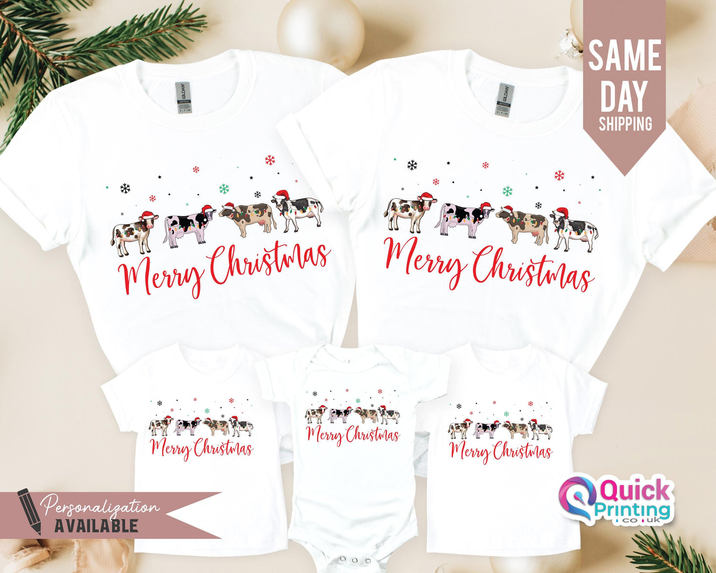 Christmas Cow T-Shirt: Funny Holiday Farm Xmas Shirt