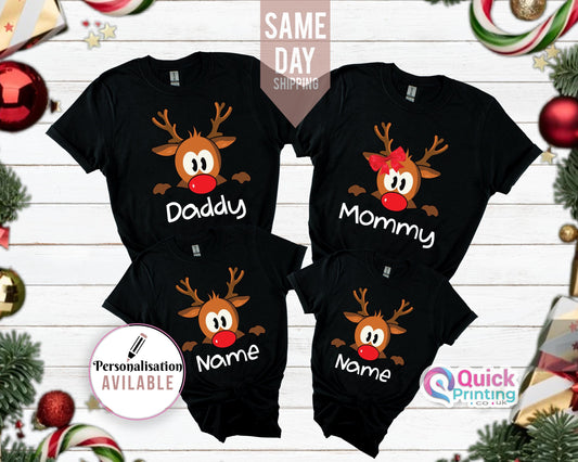 Reindeer Christmas Family Shirts: Personalized Holiday Xmas Shirt