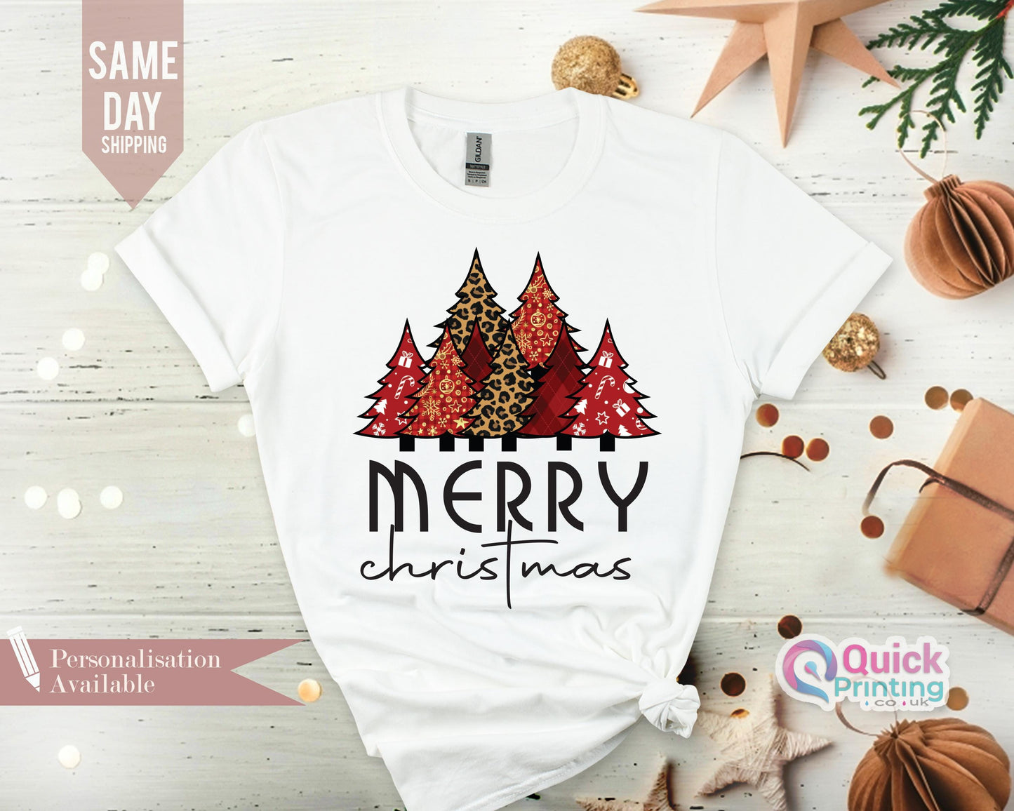 Buffalo Plaid Christmas T-Shirt: Leopard Print Holiday Tee
