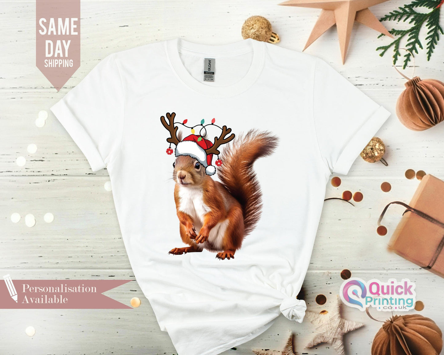 Squirrel Christmas Lights T-Shirt: Funny Holiday Tee