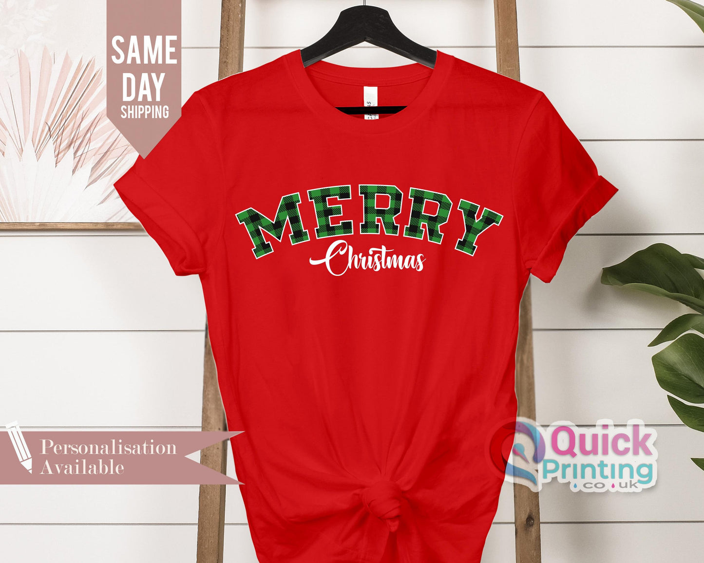 Merry Christmas Buffalo Plaid T-Shirt: Holiday Family Tee