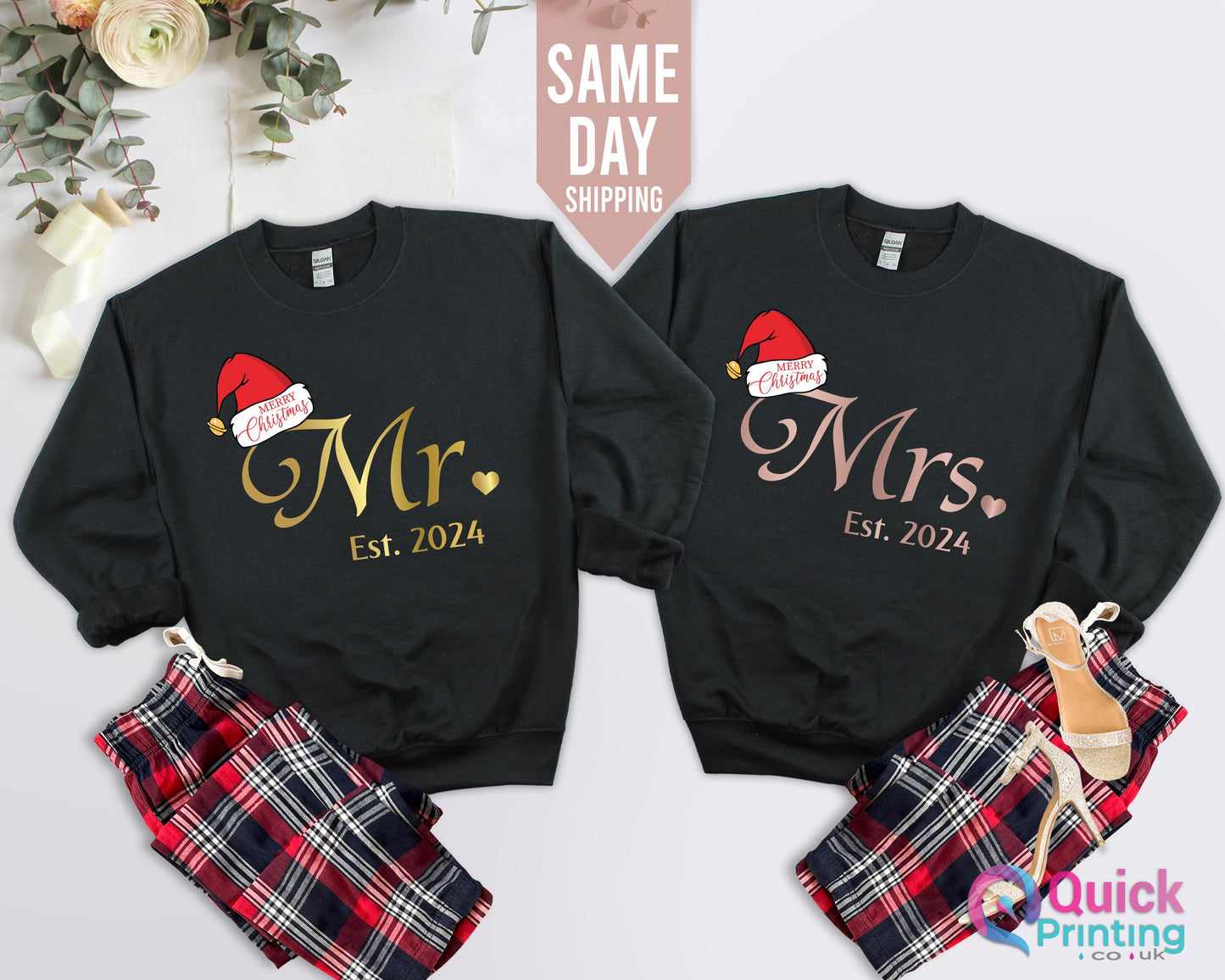 Matching Mr & Mrs Christmas Sweatshirts: Couple's Holiday Jumpers